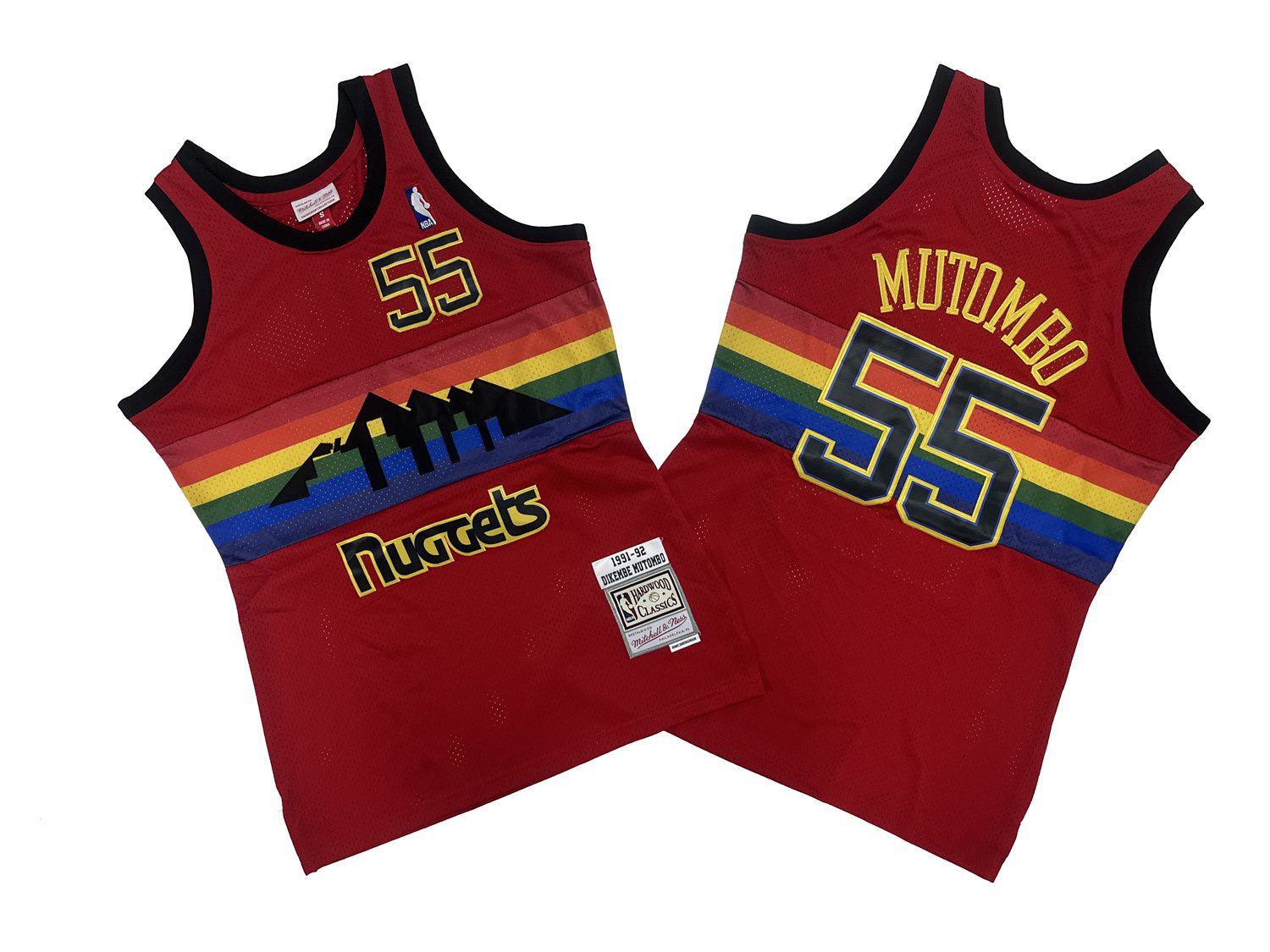 Men Denver Nuggets #55 Mutombo Red Throwback NBA Jersey->houston rockets->NBA Jersey